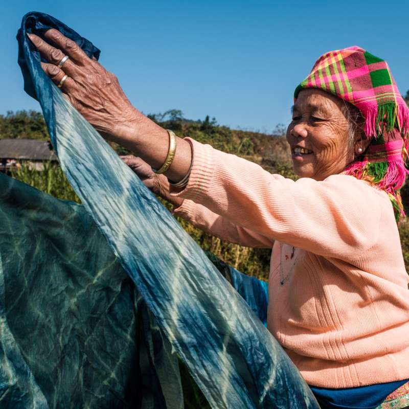 Indigo dyeing by Thai women in Mu Cang Chai Indigo dyeing by Thai women in Mu Cang Chai